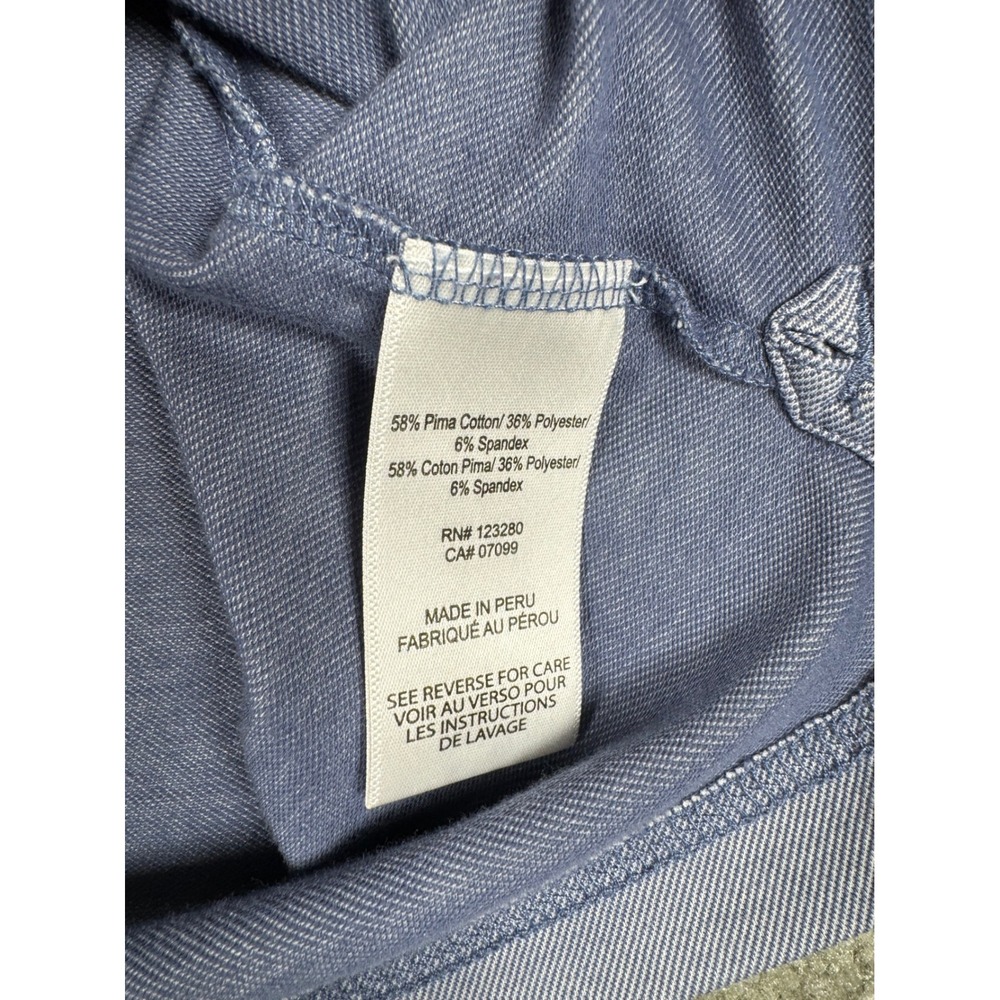 TravisMathew Mens Blue Striped Pima Cotton Blend Pocket Polo Shirt Medium - Picture 7 of 8